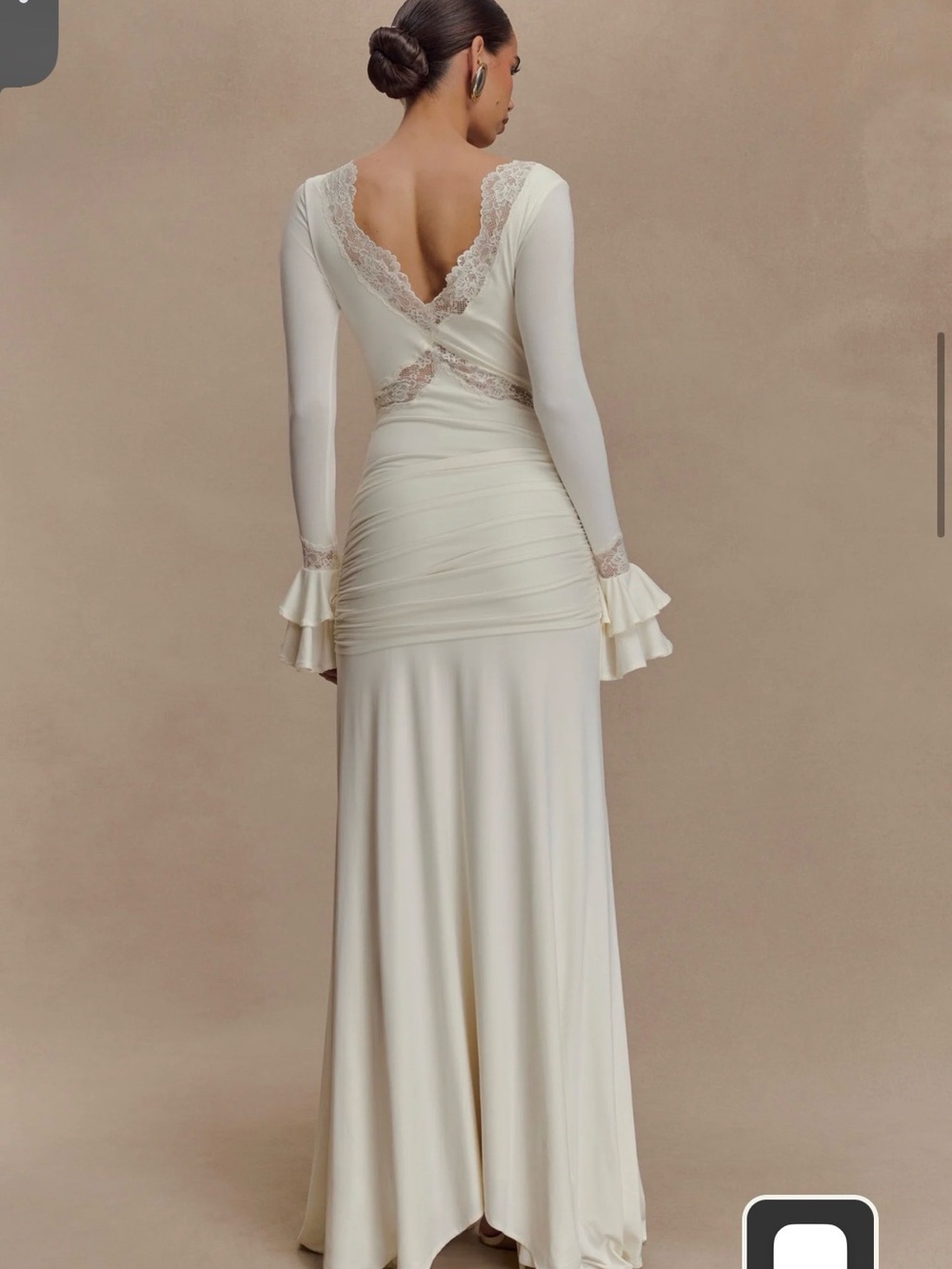 Meshki Electra Cream Lace-Trim Long Sleeve Maxi Dress - Picture 2 of 3